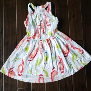 Crazy 8 Bird Print Summer Dress Cotton White 7